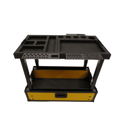 Small Yellow TDN Tool Cart | Series 2 | Collapsible Legs Cart TDN No Drawers 3 Brackets
