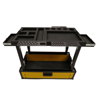 Small Yellow TDN Tool Cart | Series 2 | Collapsible Legs Cart TDN Two Drawers 3 Brackets